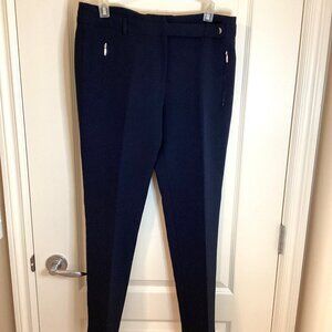 Sandra Angelozzi Womens Work Dress Pants Size 36 Flat Front Navy Blue Narrow Leg